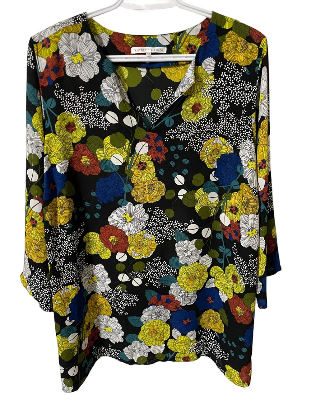 Violet & Claire Multicolour Floral V-Neck Tunic Size 1X
